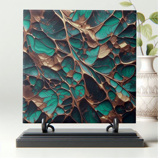 エメラルドオーガニックグリーンの輝く金ゴールドライン タイル