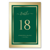 エメラルドカスタムグリーンと金ゴールドのテー結婚ブル番号 テーブルナンバー (裏面)