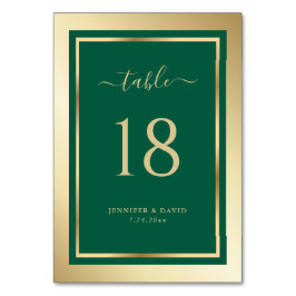 エメラルドカスタムグリーンと金ゴールドのテー結婚ブル番号 テーブルナンバー