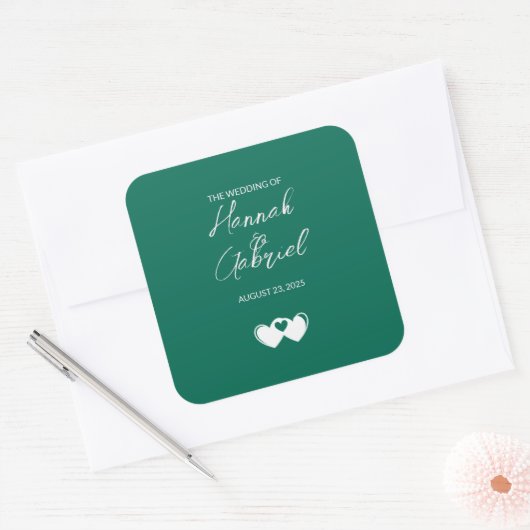 エメラルドカスタムグリーンステッカー スクエアシール (封筒)