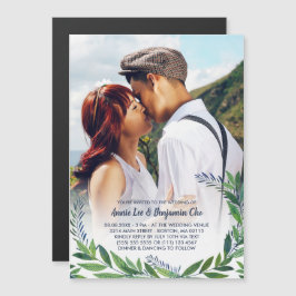 エメラルドカスタムグリーン結婚リー写真 マグネット招待状