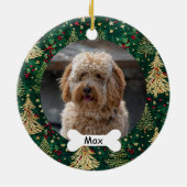 エメラルドカスタムグリーンPET子犬の写真 セラミックオーナメント (裏面)