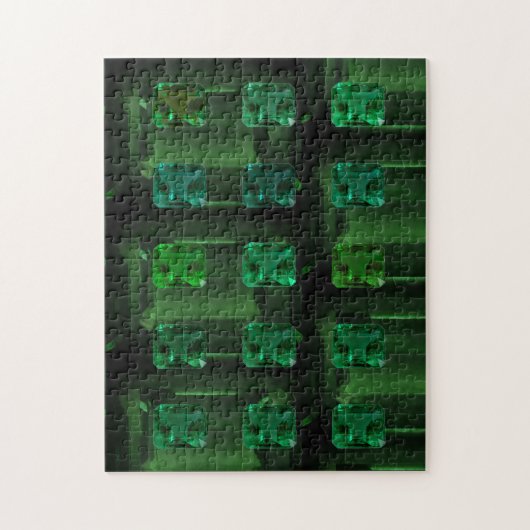 エメラルドカットエメラルドパターングリーンジェムストーンパズル ジグソーパズル (縦)