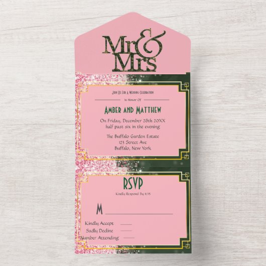 エメラルドキャニオン結婚バラズオールインワン招待状 オールインワン招待状 (内側)