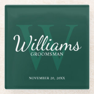 エメラルドクラシックスクリプパーソナライズされたトGroomsmen ガラスコースター