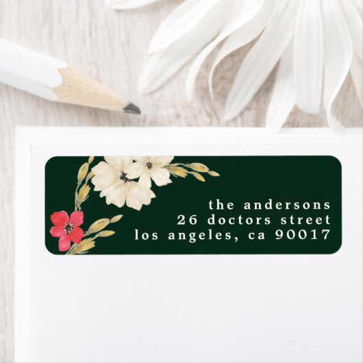 エメラルドクラシック水彩フローラ差出人住所 ラベル (インサイチュ)