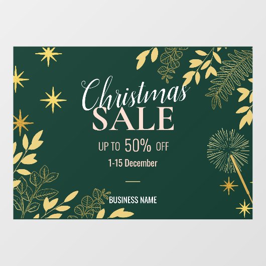 エメラルドクリスマスセールの販売促進 ウィンドウサイン (シート)