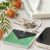 エメラルドクリームとブラックモノグラム キーホルダー (正面右)