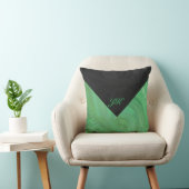 エメラルドクリームとブラックモノグラム クッション (椅子)