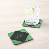 エメラルドクリームとブラックモノグラム コースター (右側)