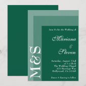 エメラルドグシンプルリーモダンンドのシック結婚スクリプト 招待状 (正面/裏面)