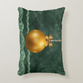 エメラルドグフェイクリーンレ縁どース金ゴールドオーナメント アクセントクッション (正面(垂直))