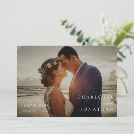 エメラルドグモダンリミニマルン写真結婚の写真 サンキューカード (スタンド正面)