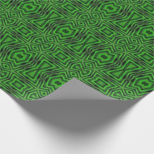 エメラルドグラスの緑の幾何学的モダンアートの休日 ラッピングペーパー (角)