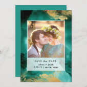 エメラルドグラマー |水彩と金ゴールド写真 セーブザデート (正面/裏面)