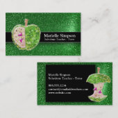 エメラルドグリッターアップル代替先生家庭教師 名刺 (正面/裏面)