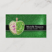 エメラルドグリッターアップル代替先生家庭教師 名刺 (正面)