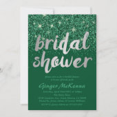 エメラルドグリッターブライダルシャワー招待状 招待状 (正面)