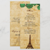 エメラルドグリーエッフェルタワー結婚パリのメニューカード メニュー (正面/裏面)