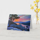 エメラルドグリーティングカード上のピンク カード (黄色い花)