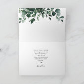 エメラルドグリーナリーグリーンユーカリブライダルシャワー サンキューカード (内部)