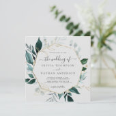 エメラルドグリーナリーグレースクエア金ゴールドリーフ結婚ズ 招待状 (スタンド正面)