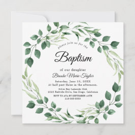エメラルドグリーナリースクエアバプテスマ招待状 招待状