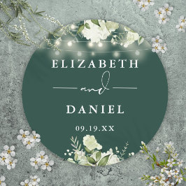 エメラルドグリーナリーストリングライト結婚式の引き出物 ラウンドシール