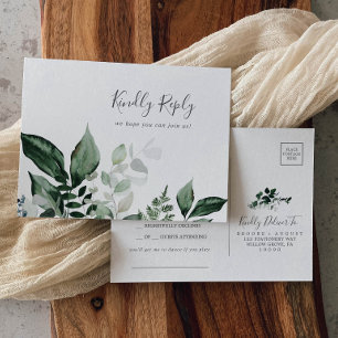 エメラルドグリーナリーソングリクエストRSVPポストカード インビテーションポストカード