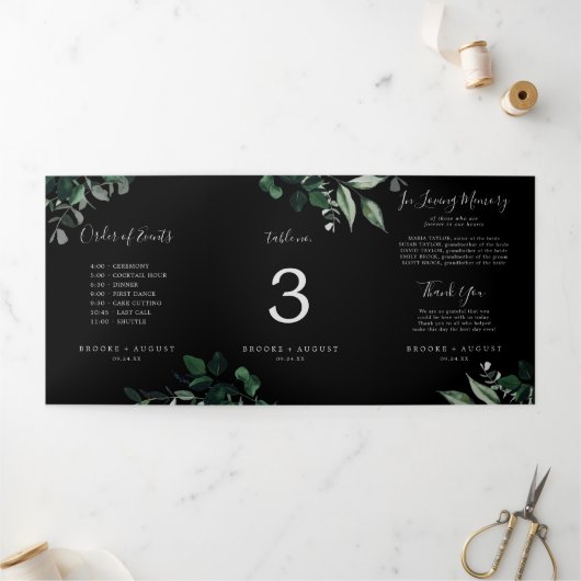 エメラルドグリーナリーブラック3つ折テーブル番号記号 三つ折りプログラム (外部)