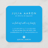 エメラルドグリーナリーブルーの水カラー抽象芸術スクリプト スクエア名刺 (裏面)