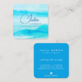 エメラルドグリーナリーブルーの水カラー抽象芸術スクリプト スクエア名刺 (正面/裏面)