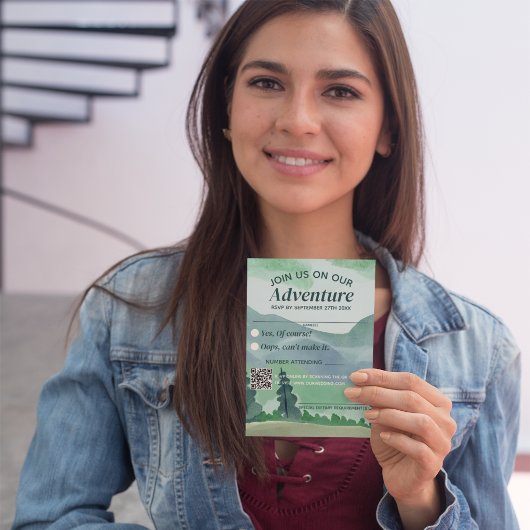 エメラルドグリーナリーマウンテンパインQRコー結婚ド 出欠カード