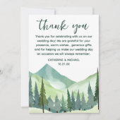 エメラルドグリーナリーマウンテン素朴パイン結婚ズ サンキューカード (正面)