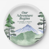 エメラルドグリーナリーマウンテン素朴パイン結婚ズ ペーパープレート (正面)