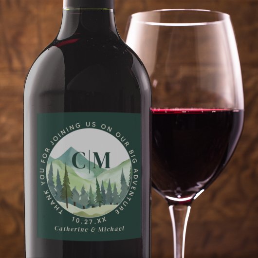 エメラルドグリーナリーマウンテン素朴パイン結婚ズ ワインラベル