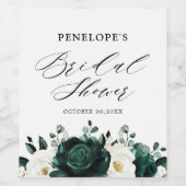 エメラルドグリーナリーユーカリフローラブライダルシャワー ワインラベル (シングルラベル)