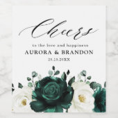 エメラルドグリーナリーユーカリプトゥスホワイトフローラ結婚ズ ワインラベル (シングルラベル)