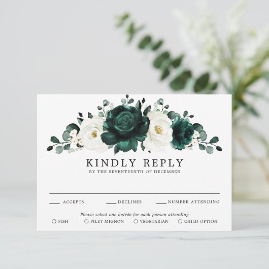 エメラルドグリーナリーユーカリプトゥスホワイトフローラ結婚ズ 出欠カード (スタンド正面)