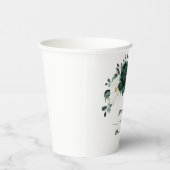 エメラルドグリーナリーユーカリプトゥスホワイトフローラ結婚ズ 紙コップ (右)
