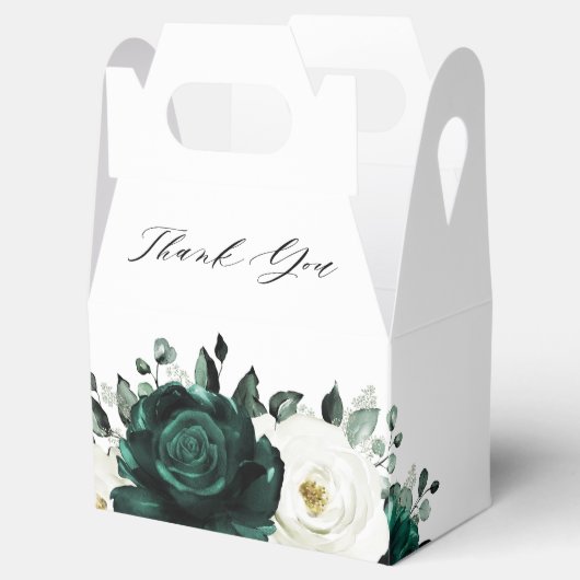 エメラルドグリーナリーユーカリプトゥスホワイトブライダルシャワー フェイバーボックス (オープン)