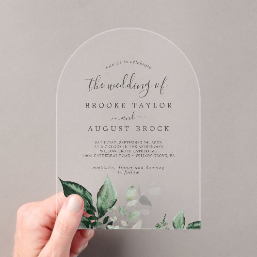 エメラルドグリーナリーユーカリプトゥスボホマウンテン結婚ズ アクリル招待状 (インサイチュ (ポータブル))