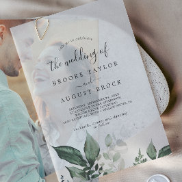エメラルドグリーナリーユーカリプトゥスボホマウンテン結婚ズ ベラム紙招待状