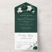 エメラルドグリーナリーユーカリ結婚ホワイトフローラ オールインワン招待状 (内側)