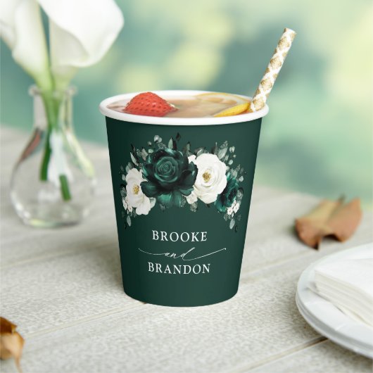 エメラルドグリーナリーユーカリ結婚ホワイトフローラP 紙コップ (インサイチュ)