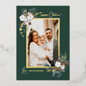 エメラルドグリーナリーヴィンテージクリスマスツーフォト 箔シーズンカード (正面)