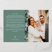 エメラルドグリーナリーヴィンテージクリスマスツー写真 箔シーズンカード (裏面)