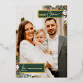 エメラルドグリーナリーヴィンテージクリスマスファミリーポートレート 箔シーズンカード (正面)