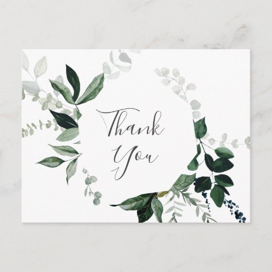 エメラルドグリーンありがとうはがき ポストカード (正面)
