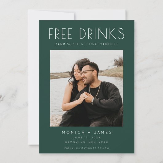 エメラルドグリーンおもしろいウェディング日付を保存 案内状 (正面)